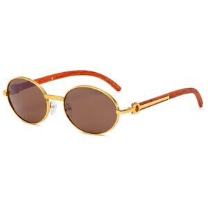 Men Sunglasses Brown Lens Street Fashion Retro Classic Trendy‎ Retro Shades Gold